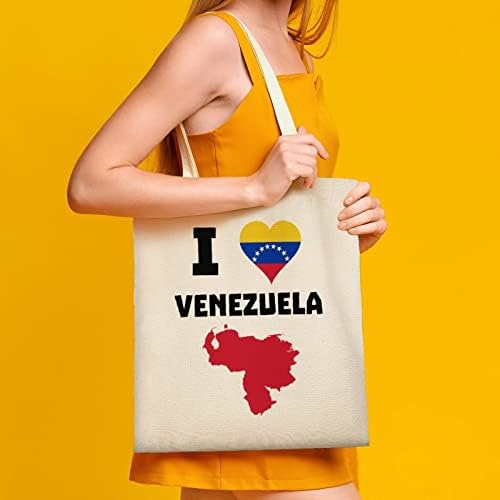Eu amo venezuela Canvas Bag Bag reutilizável bolsa de compras com alças para homens 38x41cm