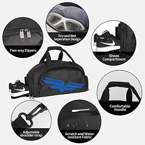 Fioretto Mens Womens Sports Backpack Backpack Duffle Bag com bolso molhado e compartimento de sapatos, bolsa noturna resistente à água dobrável