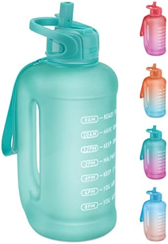 Garrafa de bebida de uma etapa de uma etapa de 32 oz de água motivacional com marcador de tempo, palha e cinta-BPA