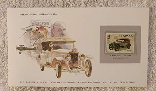 Hispano -Suiza - Painel Postage Stamp & Art Painel - The Great Automobiles of the World - Franklin Mint - 1916 Hispano Suiza