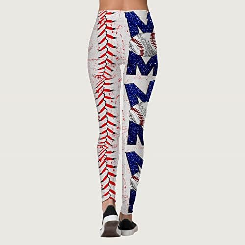 Leggings de impressão de beisebol para mulheres na cintura alta executando leggings de ioga Ultra mole