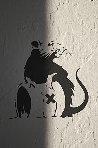 Estêncil de rato tóxico Banksy para pintura - laser cortado reutilizável 14mil mylar estêncil - modelo de pintura de arte desenho de