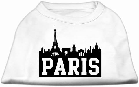 Paris Skyline Scrprint Dog Camisa Branca XL