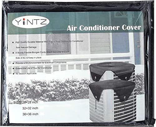 Yintz AC Tampa para tampas de ar condicionado de unidade externa para unidades externas - capa da unidade CA para serviço pesado - malha superior fixada com 4 cordões de bungee durante toda a estação grande