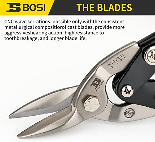 B Bosi Tools 10 AVIATION THEARS, facas de metal pesado para cortar chapas metal, aço de vanádio cromo