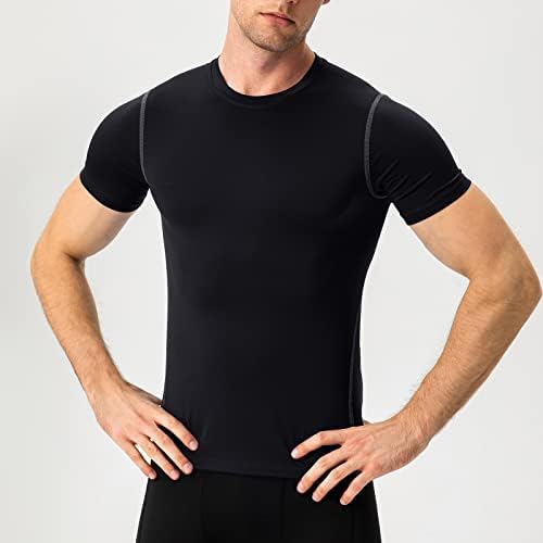 Camisas atléticas de masculino compressão de camiseta executa