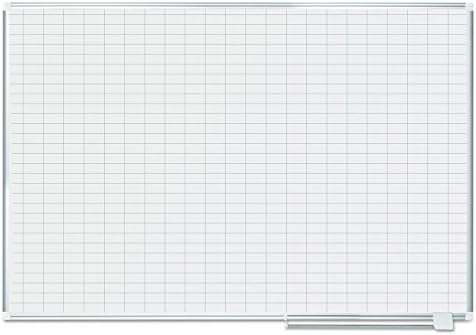 Placa de planejamento de apagamento seco de aço magnético da Mastervision, 1 x 2, 72 x 48, superfície branca, estrutura de alumínio