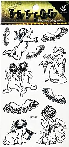 Tatuagens 2 lençóis asas de asas cúbica anjo fada amor temporário tatuagem papel sexy flor corporal adesivo para mulheres e meninas