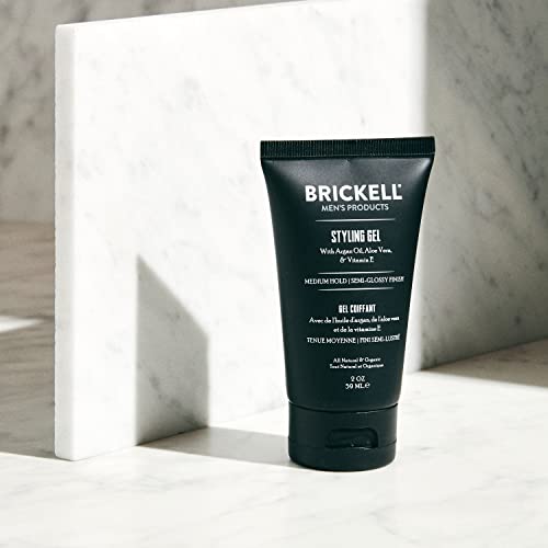 Gel de cabelo de Brickell masculino, natural e orgânico, o dia inteiro para estilo brilhante, 2 onças, naturalmente perfumadas
