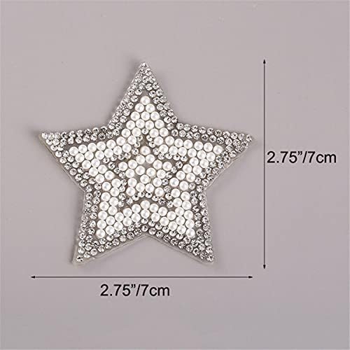 Czsycdsf 10 pcs estrela pérola stromestone patches de ferro brilhante em patches decorativos de remendo manchas de decoração