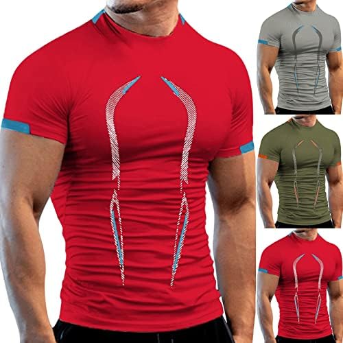Men's Solid o Neck Yoga Performance T-shirts Camisetas de manga curta Blusa de fitness de academia de ginástica por leegor