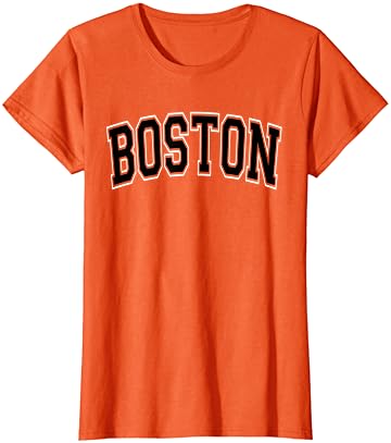 Camiseta de texto preto no estilo do time do colégio de Boston