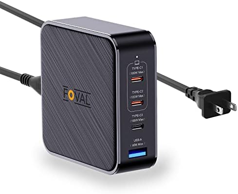 Carregador USB C 140W, carregador de port gan de 4 port gan com 3 estação de carregamento compacta USB-C máx.