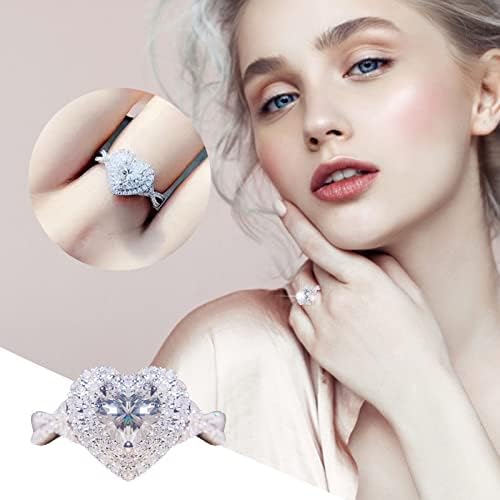 2023 Novo amor forma de diamante completo anel de diamante Diamante amor strassina anel elegante geometria Ring Ring de diamante completo para mulheres tamanho 6 10 anel 14