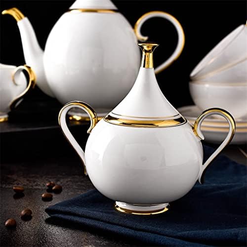 SEASD 15 PCS BONE CHINA CAFELO Conjunto de chá de porcelana de ouro branco Conjunto de chá avançado Copo de maconha Creme de caneca