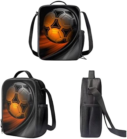 Amzprint 3 em 1 mochila de futebol e lancheira de 17 polegadas Carry On Backpack de futebol para meninos 8-12
