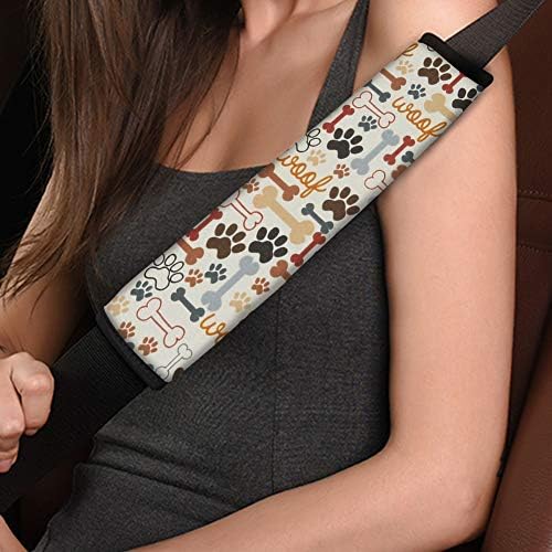 Clohomin Cartoon Puppy Paw Bone Car Saturing Belt para mulheres meninas, almofada de ombro macio para adultos unissex, crianças