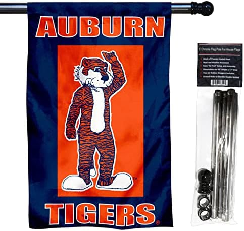 Auburn University Aubie Mascot House Flag com o conjunto de poste de bandeira