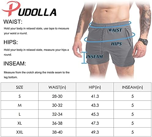 Pudolla Men's Gym Workout Shorts Short Shorts Squatting para homens Treinamento de fisiculturismo Jogger com bolsos de zíper