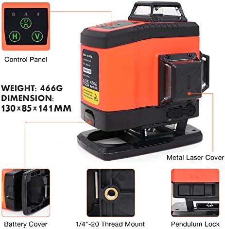 Dovoh 4x360 ° Nível de laser 360 Auto-nivelamento, nivelador de laser de 16 linhas para o piso de construção e um suporte