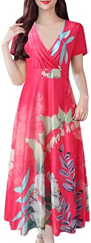 Vestido maxi de verão de verão de manga curta 3d vestido longo long costas estampas florais na cintura alta vestido casual