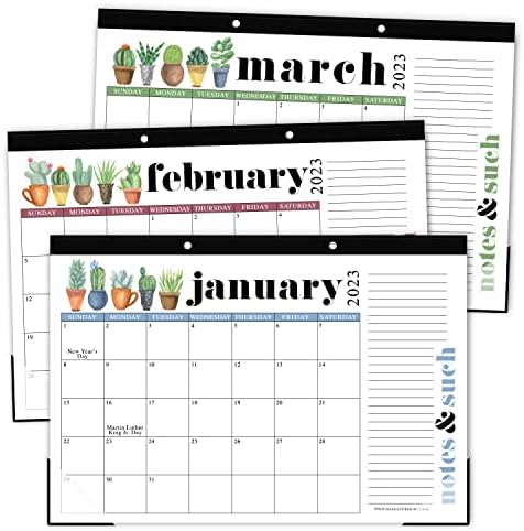 1 Calendário suculento de mesa grande 2023-2024 Calendar Pad Plaw 1 Planejador de refeições semanal magnético, 1 grande