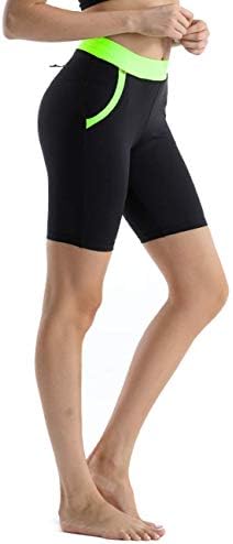 Rocorose Women's Yoga Shorts Controle de barriga de 4 vias Alto treino de cintura alta executando shorts com bolsos
