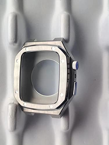 Caixa de pulseira de pulseira de cinta de cinta de cinta de couro Cnhkau moldura para Apple Watch Series 7 SE 6 5 4 3 Acessórios modfados