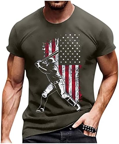 Tee de beisebol, homens, magros de manga curta, letra de bandeira dos EUA, camisetas gráficas redondas no pescoço de verão Tops Muscle thirts