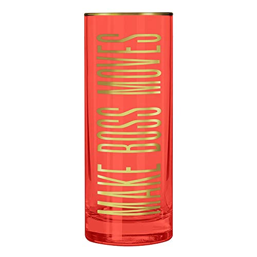 Coleções inclinadas Marcas criativas Tom Collins Cocktail Glass, 17 onças, vermelho/ouro - faça movimentos de chefe