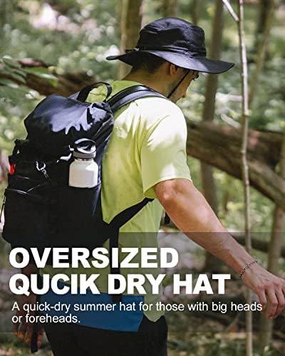 Zylioo xxl de tamanho UV de grande porte, chapéu de sol, respirável rapidamente chapéus de boonie, chapéus de safari de resfriamento ajustável com alça