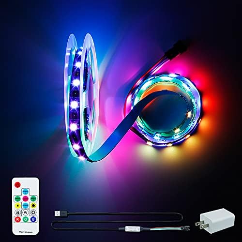 YUNBO WS2812B RGB LED TRIP LIGHT KIT, 6,6 pés 120 pixels com potência USB de 5V e controlador de RF Dream individualmente Dream Color 5050 SMD LUZ
