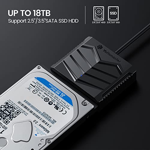 YOTTAMASTER SATA para USB C CABO ADAPTADOR, USB para SATA III Adaptador do disco rígido para 2,5 3,5 SSD/HDD Max 18TB, SATA