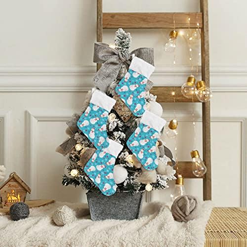 Jstel Xmas Snowman Christmas Meking Decoração de ornamentos pendurados, 4 meias pequenas de meia suspensa, decoração de natal, 51