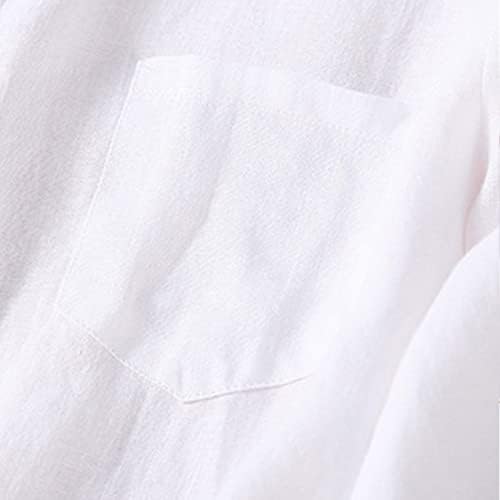 Tops de linho de algodão para mulheres V Botão de pescoço de meia manga Camiseta sólida cor solta blusa de verão camisas casuais