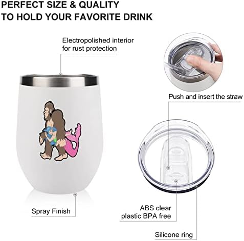 Bigfoot carregando sereia caneca caneca de aço inoxidável copo de xícara de copo com tampas para viagem para presente de aniversário Design 12 oz