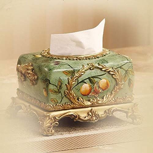 Caixa de tecido de resina vintage europeia - suporte do cubo de papel de papel, ornamentos de decoração doméstica Ornamentos