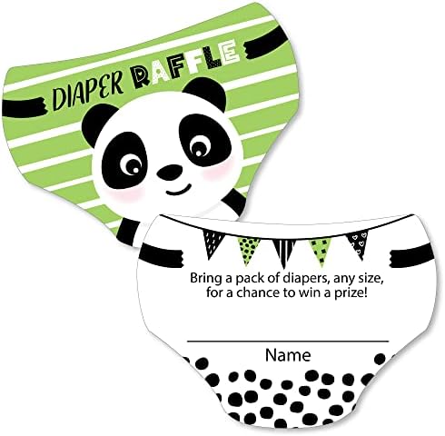 Big Dot of Happiness Party como um urso panda - inserções de bilhete de sorteio em forma de fraldas - atividades do chá
