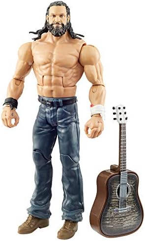 WWE Wrekkin 'Elias Figura de ação de 6 polegadas com movimentos ativados de tração de tração como bater, perfurar ou chutar, travar aperto e acessório Wreckable