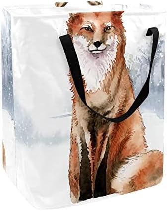 Winter Snow Fox Printes Principal Rapaz Casco de lavanderia, cestas de lavanderia à prova d'água 60l Lavagem de roupas de roupas de roupas para o dormitório quarto do banheiro