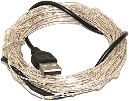 Karlling USB Plug in LED Fairy Lights, 5 pacotes de 50 lâmpadas LEDs 16 pés Luzes de cordas estreladas de arame prateado para o pátio
