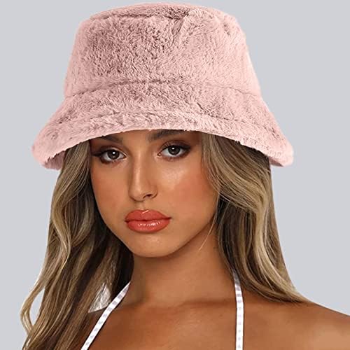Chapéu de balde de inverno para mulheres, feminino fofo chapéu quente e luxuoso chapéu de pescador ao ar livre chapéu quente