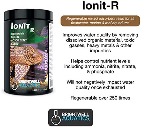 Brightwell Aquatics ionitr - resina adsorvente regenerável para remover impurezas em aquários de água doce e recife marinho, 1 litro