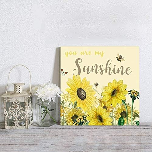 Axmsyun You Are My Sunshineshine Oil Painting Canvas Sunflower Nature emoldurado Imagem na arte da parede para sala de estar/quarto/sala de jantar decoração em casa, pronta para pendurar -8x8 polegadas