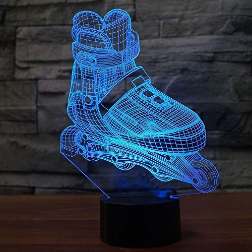 Jinnwell 3D Skate Shoes Night Lâmpada leve Ilusão Night Luz 7 Alteração de cores Touch Touch Table Table Hand Decoration Lâmpadas com acrílico Base ABS plana