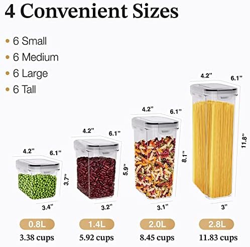 Alimentos de cozinha depila alimentos cannisters 24 peças conjuntos de plástico com recipientes de tampa para armazenamento de