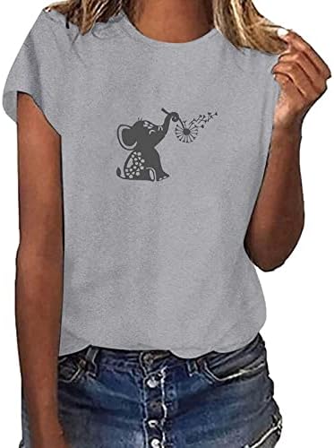 Senhoras Dandelion Floral Graphic T Camisetas tripulantes Spandex Tops Tees de manga curta Kawaii Funny Animal T THISTRAS