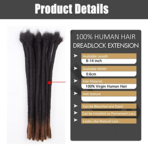 0,6 cm de 8 polegadas LOC Extensões cabelos humanos 60 fios Dreadlock Extensões Humano Cabelo Humano Os dreads artesanais