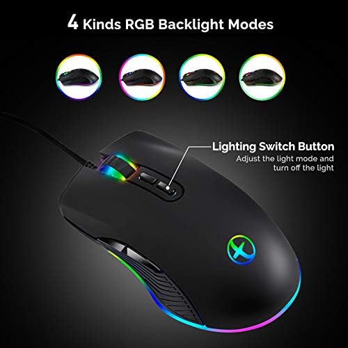 USB C MOUSE ERGONONOMIC Tipo C Mouse RGB RGB Mouse Camundongos ópticos com 4 modos de luz de fundo até 3200 dpi para