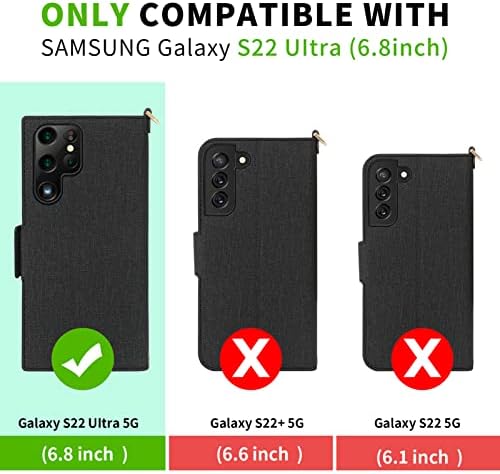 Skycase Galaxy S22 Ultra Caso 6.8 , Caso Ultra da Samsung Galaxy S22 Ultra, [bloqueio de RFID] Caixa de carteira de folia